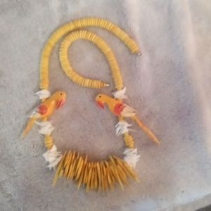Vintage 80's Parrot and Shell Necklace